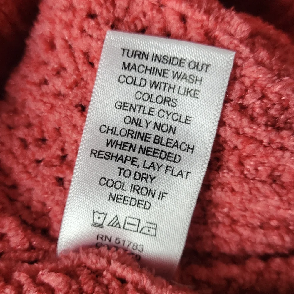 Maurices Chenille Coral Mock Neck Open Weave Sweater - Picture 11 of 12